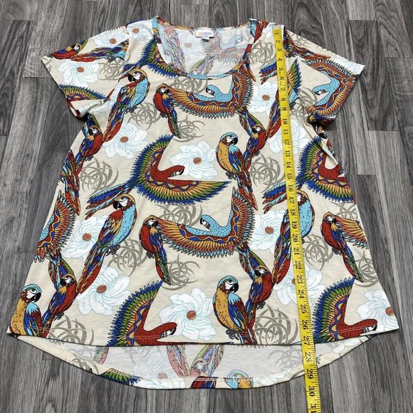 LULAROE Round Neck Short Sleeve White Bird Print T-Shirt Women's Size XL - Picture 8 of 10